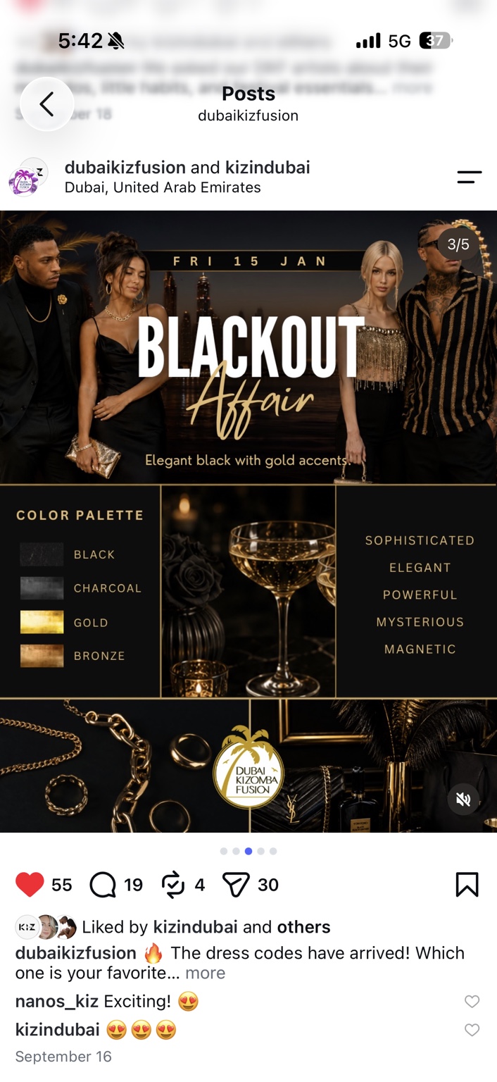 Blackout Affair outfit inspiration and colour palette