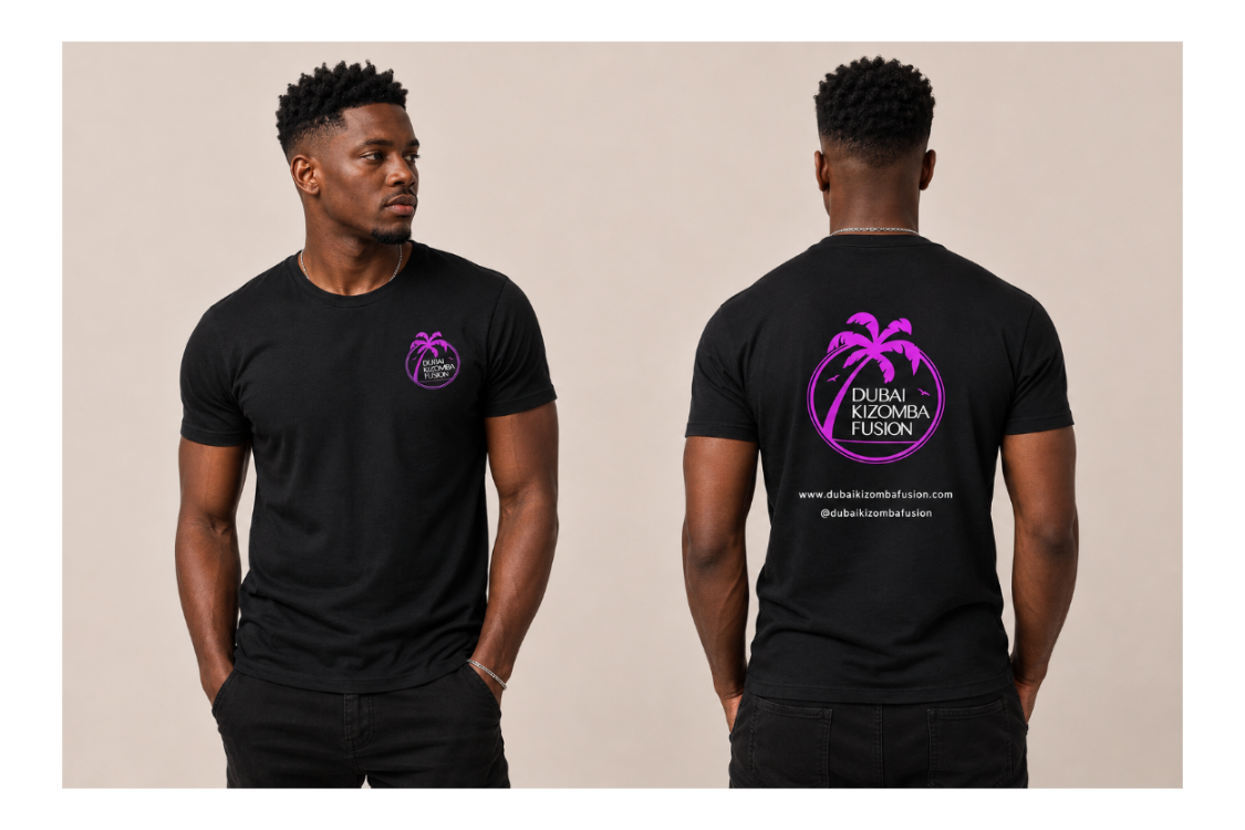 DKF men’s t-shirt, front and back design